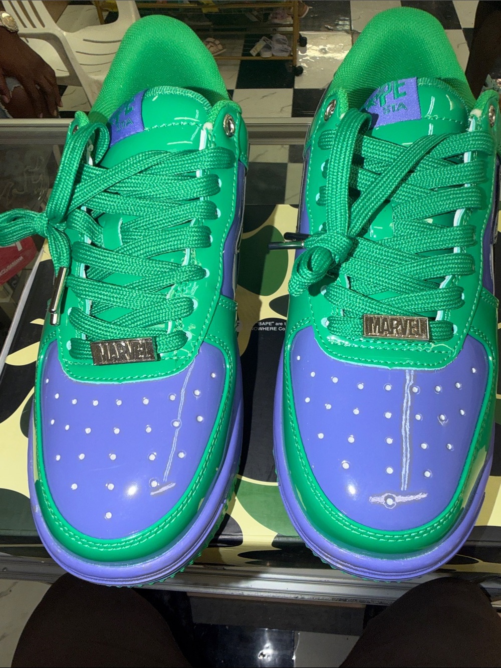Marvel Green and Purple Low-Top Sneakers with Branded Lace Plaque